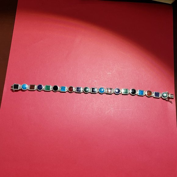 Vintage 925 Sterling Silver Southwest Bracelet - Picture 1 of 5